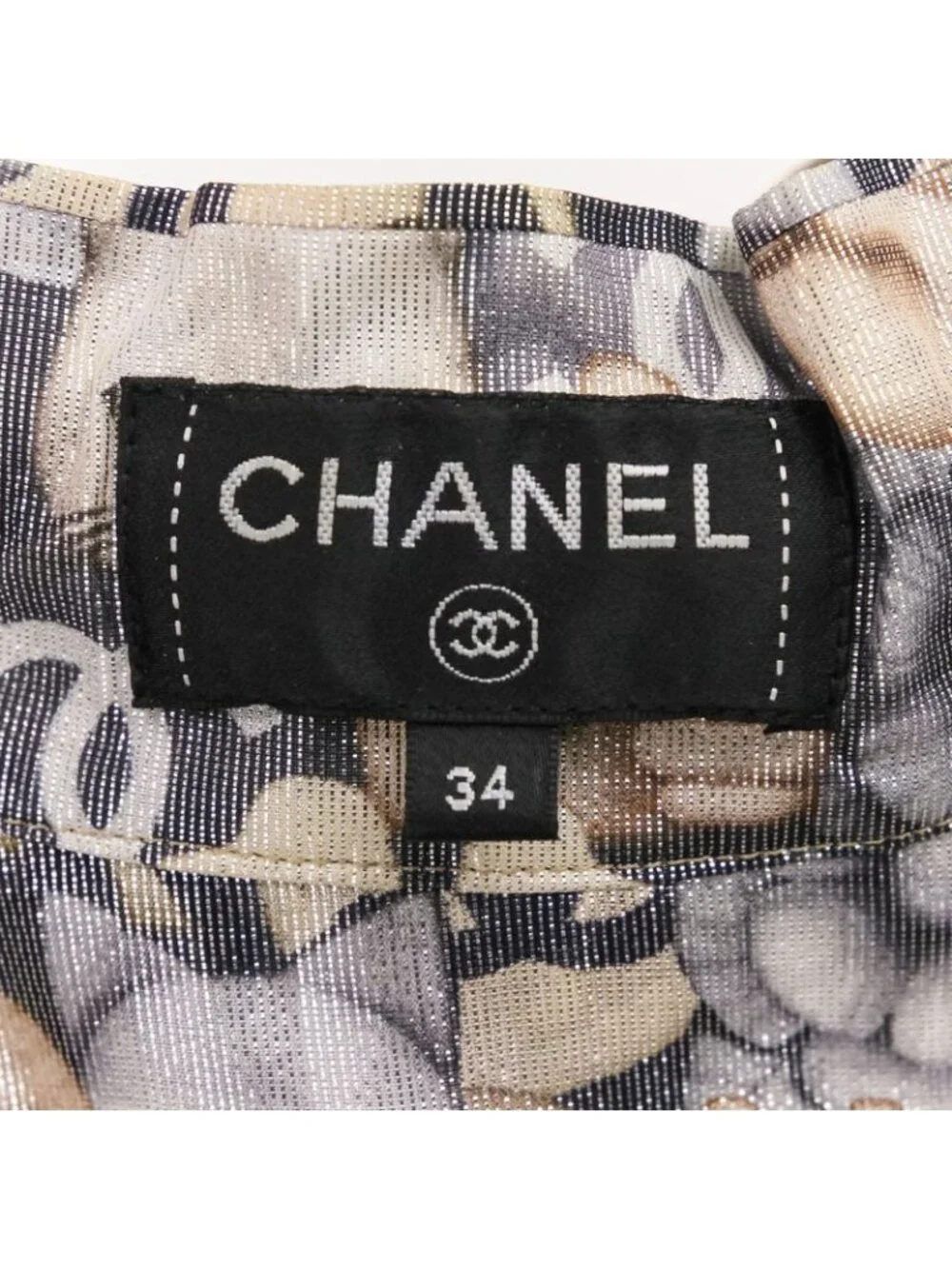 Chanel Choupette Coco Mark Print Sleeveless Silk Blouse with Ribbon Tie